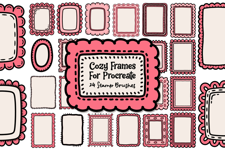 24 Procreate Frame Stamp Brushes Clean High Contrast No Grey