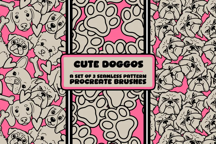 Cute Doggos Procreate Seamless Pattern Brushes