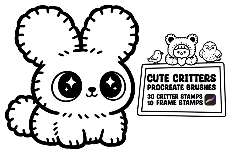 Cute Critters Procreate Stamp Brushes And Frames