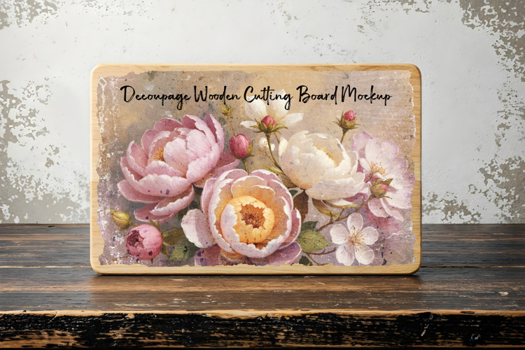 Wood Cutting Board Mockup For Decoupage, SVG's and more example image 1