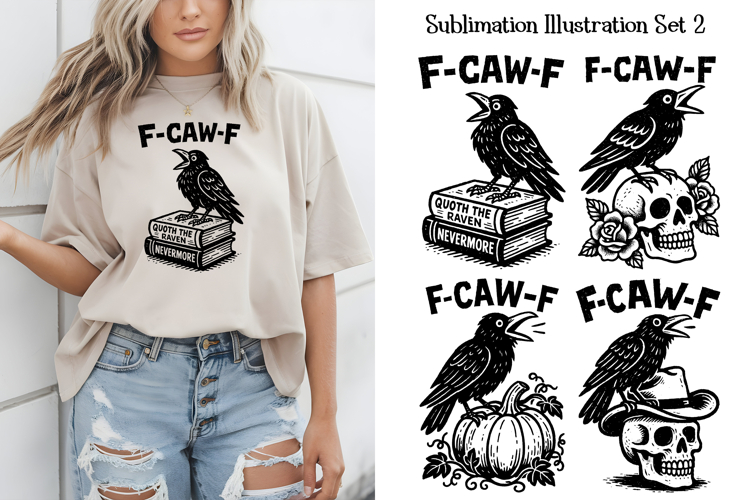 Funny F-CAW-F Crow Sublimation PNG Set For Sublimation Set 2
