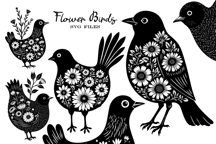 Flower Birds SVG for Cricut, Sublimation, Clipart and more