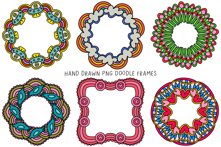 Hand Drawn Doodle Frames PNG for Sublimation, DTF