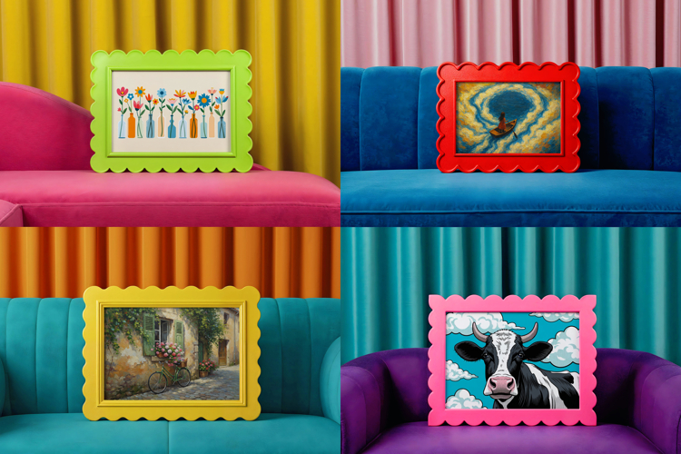 Colorful Plastic Frames Mockup Set includes JPG PSD Files