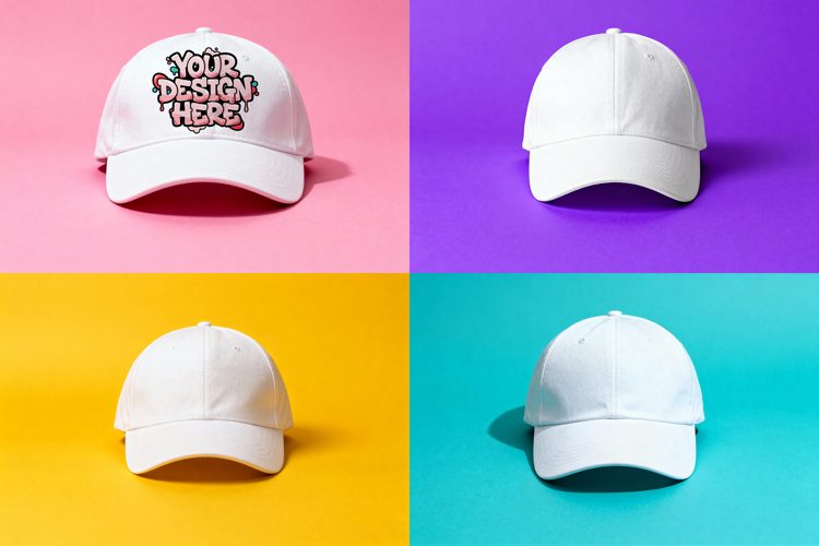 White Baseball Cap Hat JPG Mockup Set - Sublimation Mockup