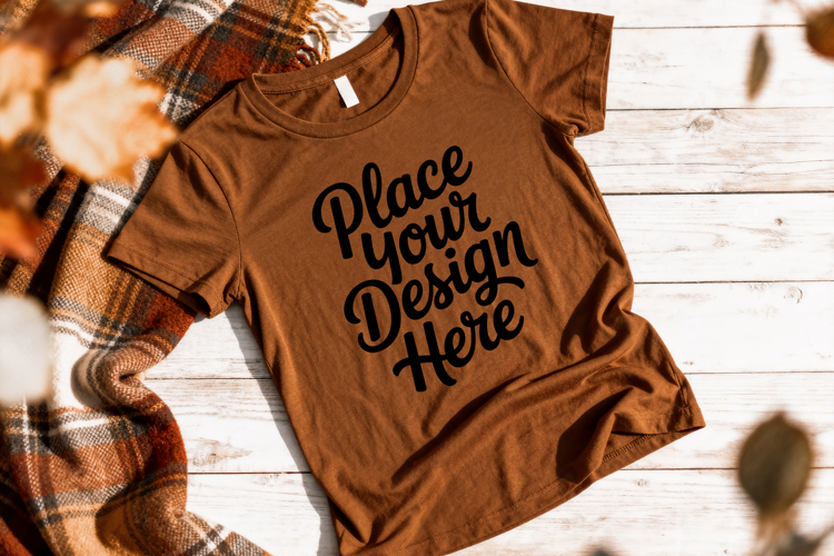 Fall Brown T-Shirt Mockup JPG Image, Autumn Brown Clay Tee