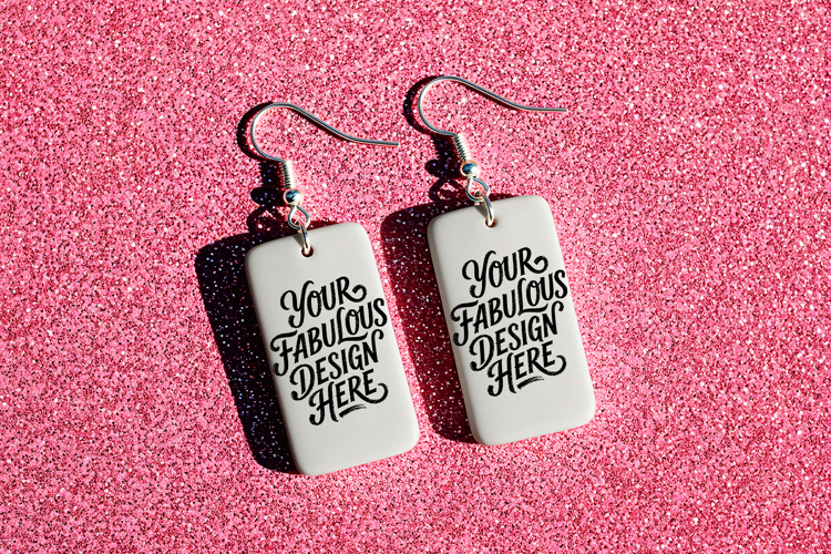 Rectangle Earrings Mockup - PSD - JPG