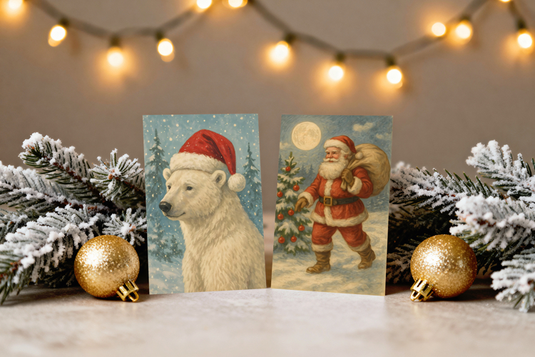 Christmas Cards Mockup For Illustrations, Sublimation, More