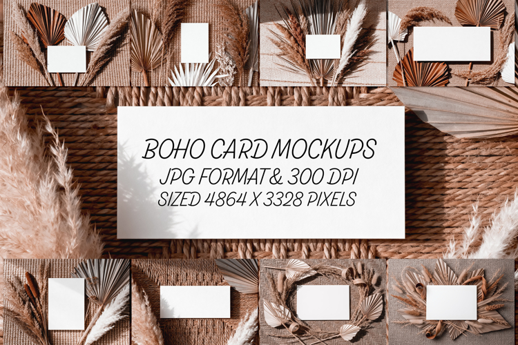 Boho Card JPG Mockup Collection - Flattened JPG art mockups
