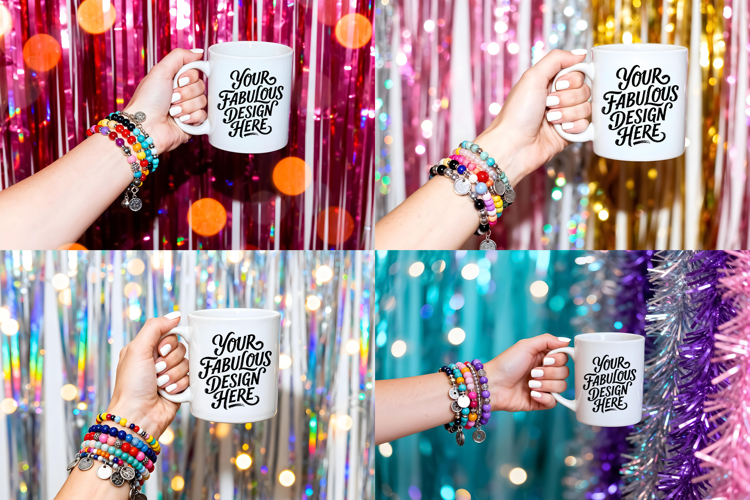 Coffee Mug Mockups PSD JPG Party Themed for your designs