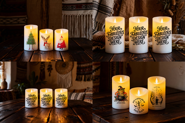 LED Candle JPG Mockup Images for Sublimation, Clipart, more