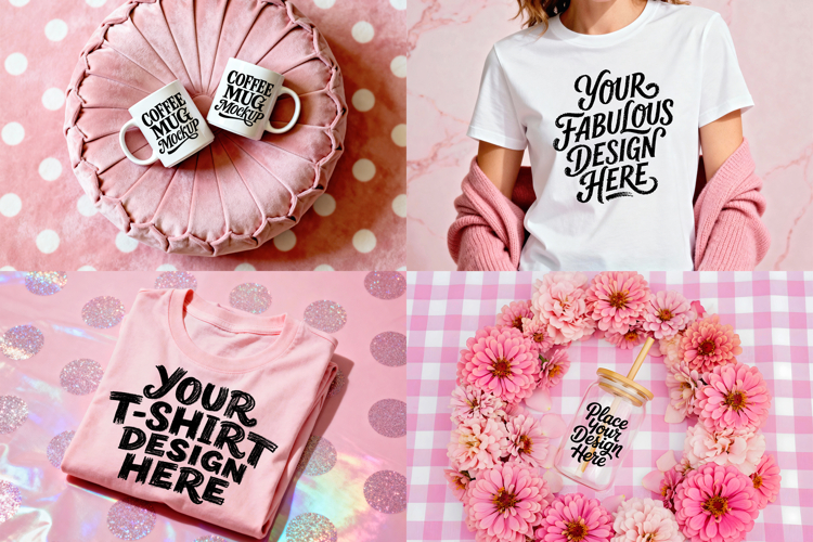 Pink Aesthetic Mockup Bundle PSD JPG