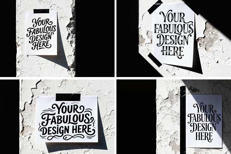 Taped Posters JPG Mockup Set for your designs, sublimation