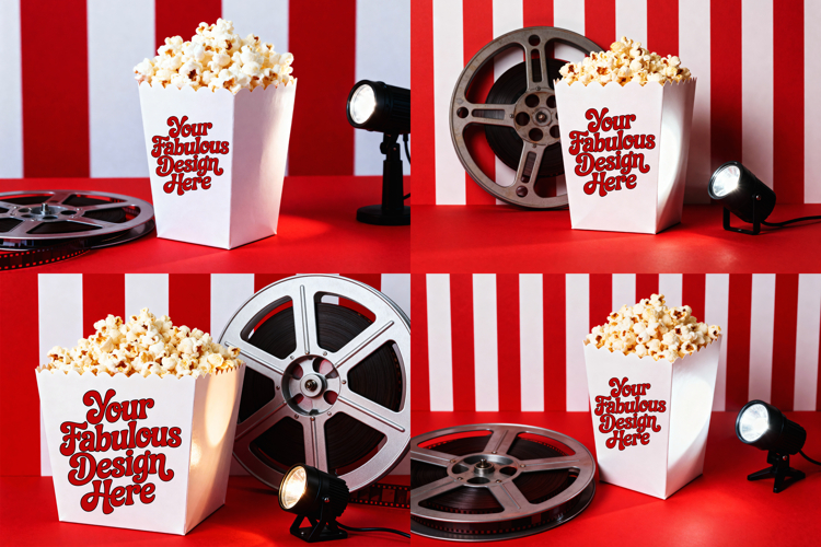 JPG Popcorn Box Mockups For Movie Night, typography, pngs
