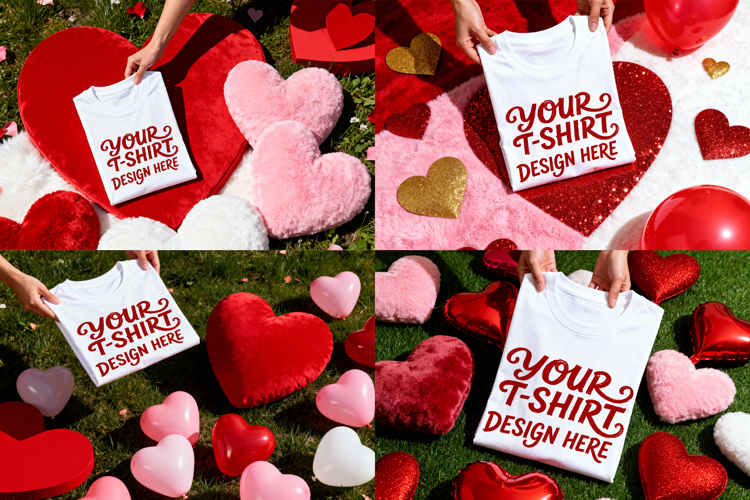 Folded T-Shirt PSD JPG Mockups For Valentines Day
