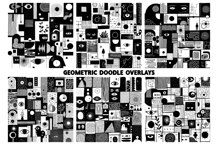 Geometric Doodle Overlays - Transparent PNG - 6000 pixels
