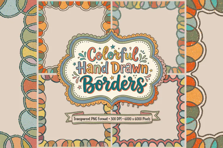 Colorful Hand Drawn Borders PNGs