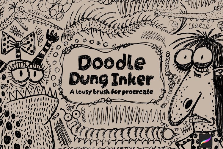 Doodle Dung Inker Procreate Brush example image 1