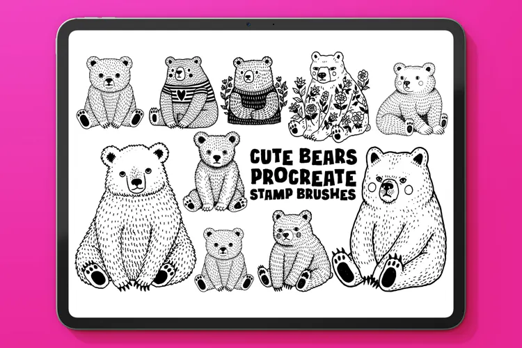 Cute Bears Procreate Stamp Brushes