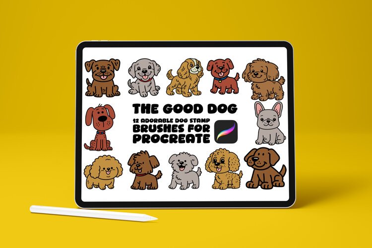 The Good Dog 12 Adorable Dog Stamp Brushes for Procreate example image 1