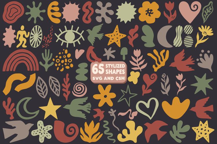 Boho Stylized Shapes SVG   Photoshop CSH Bundle
