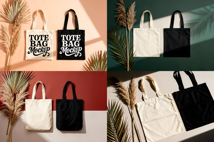 Boho Themed Double Tote Bag Mockup Collection