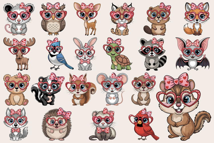 Valentines Day Forest Critters - PNG - Sublimation