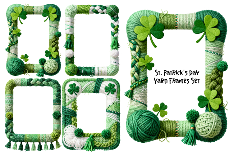 St. Patricks Day Yarn Frames - Knitted And Crocheted - PNG