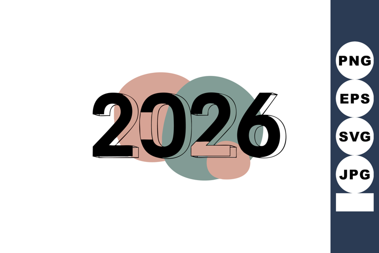 2026 year modern design concept with overlapping circles and