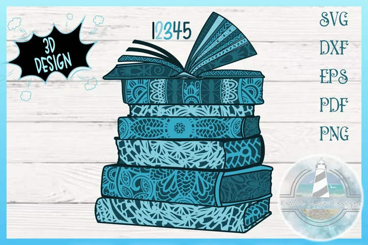 3D Layered Design | 3D Stack of Books Mandala SVG | 3D SVG