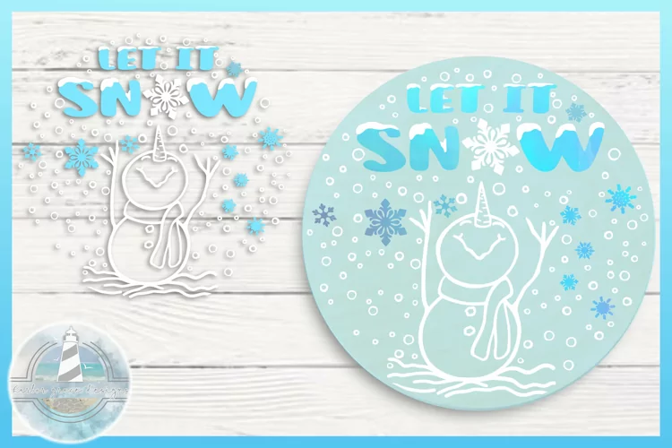 Christmas SVG | Let It Snow Snowman Round Sign SVG