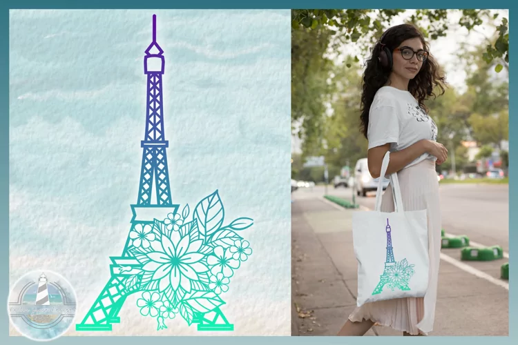Paris Eiffel Tower Foral Mandala SVG