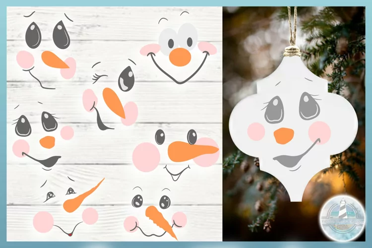 Snowman Faces SVG Bundle, Christmas Arabesque Ornaments