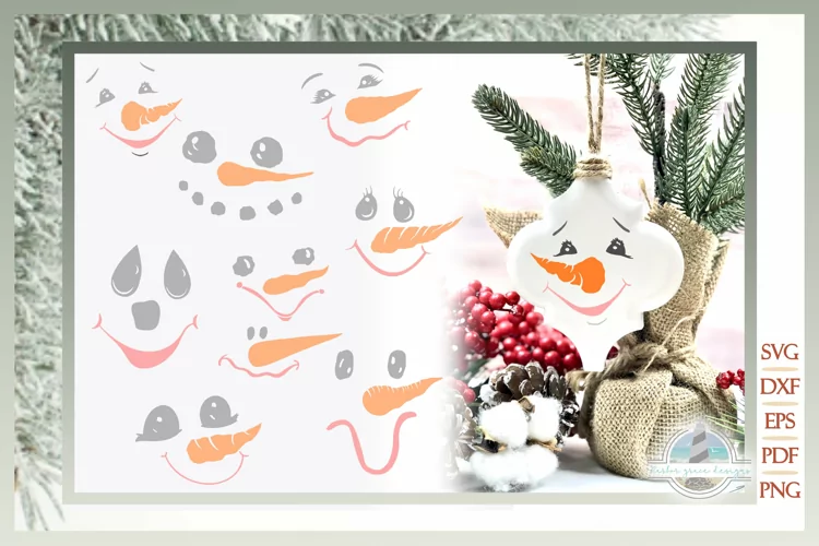 Christmas Ornament Snowman Faces SVG Bundle - Vol 2