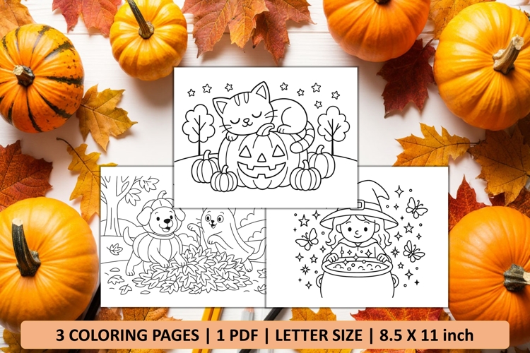 Cute happy halloween coloring page