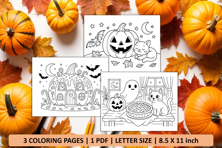 Cute happy halloween coloring page