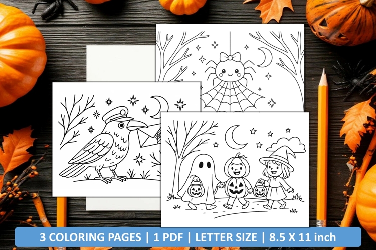Cute happy halloween coloring page