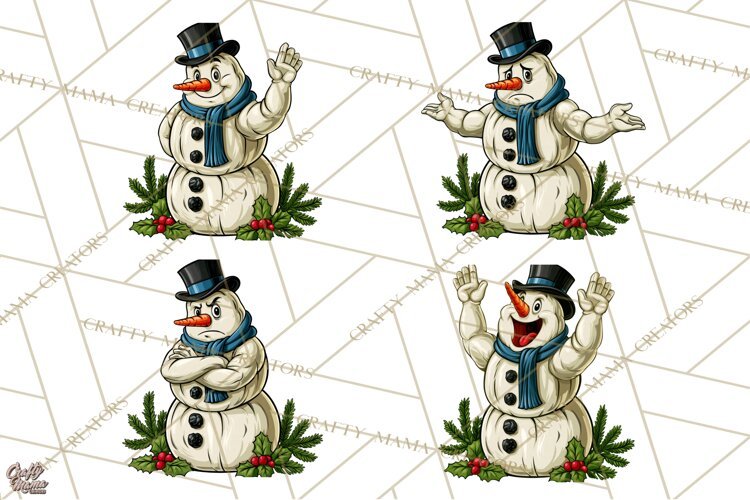 Merry Moods Snowman Christmas Clipart | Funny Holiday Png example image 1