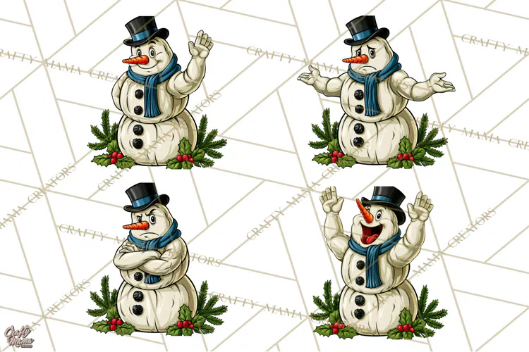 Merry Moods Snowman Christmas Clipart | Funny Holiday Png