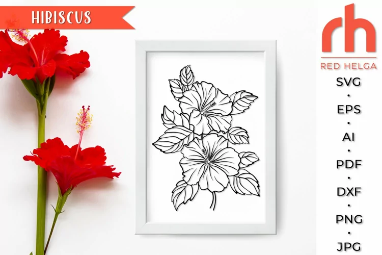 Hibiscus SVG, Tropical Flower Cut File, Hibiscus Outline