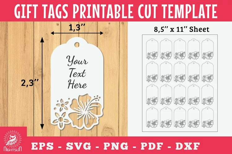 Hibiscus Flower Gift Tags Printable Cut