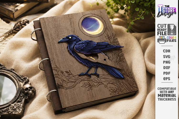 Hidden Key Notebook Cover Laser Cut | 3D Celestial Journal