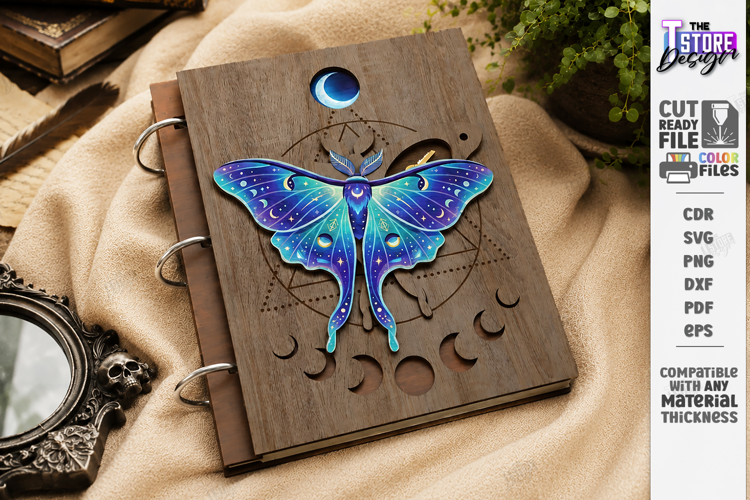 Hidden Key Notebook Cover Laser Cut | 3D Celestial Journal
