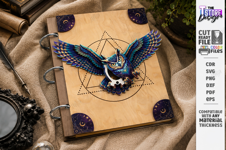 Hidden Key Notebook Cover Laser Cut | 3D Celestial Journal