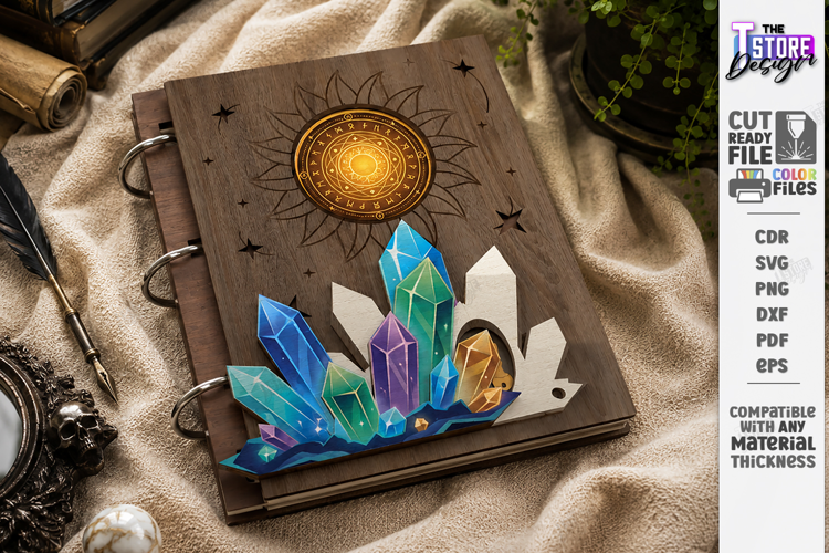 Hidden Key Notebook Cover Laser Cut | 3D Celestial Journal