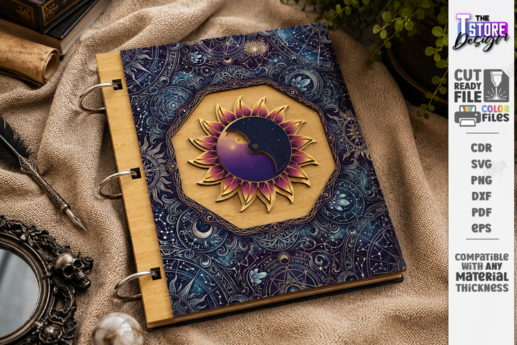 Hidden Key Notebook Cover Laser Cut | 3D Celestial Journal