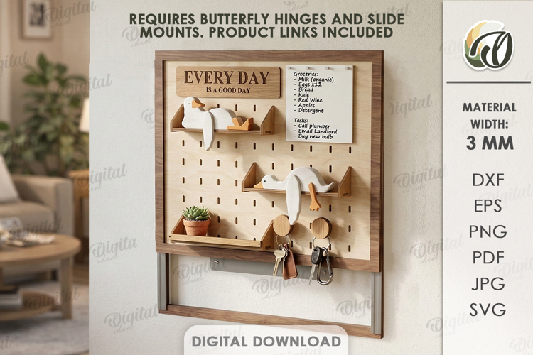 Hideaway Wall Box Organizer Laser Cut.Hidden Storage SVG