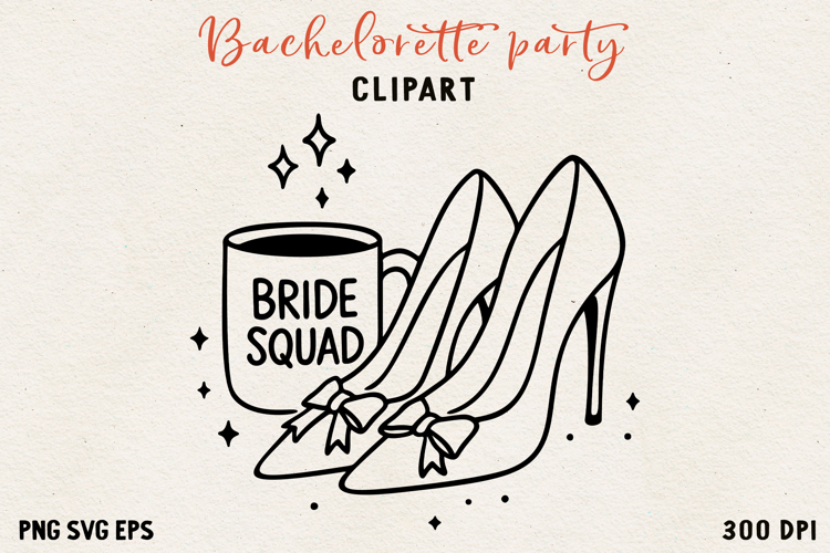 Bachelorette Party Line Art Clipart Bride SVG PNG EPS