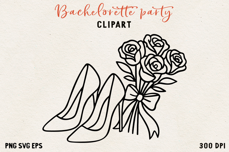 Bachelorette Party Line Art Clipart Bride SVG PNG EPS
