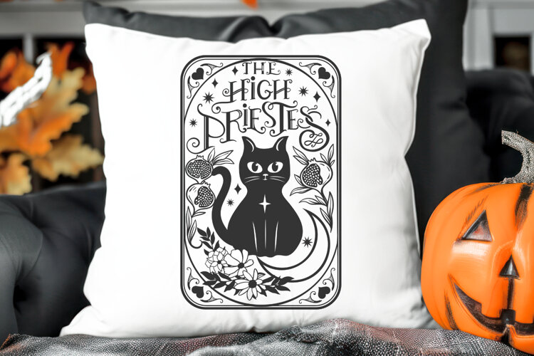 High Priestess Cat Tarot Card - SVG example image 1